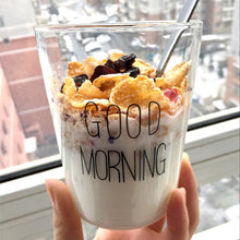 Load image into Gallery viewer, 1 pcs Lovely Glass Breakfast Cup Coffee Tea Milk Yogurt Mug Creative Good Morning Mug Gifts 450ml,Glass coffee mug travel cup
