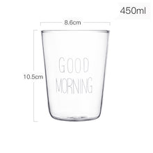Load image into Gallery viewer, 1 pcs Lovely Glass Breakfast Cup Coffee Tea Milk Yogurt Mug Creative Good Morning Mug Gifts 450ml,Glass coffee mug travel cup