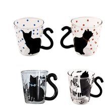 Load image into Gallery viewer, Mignon chat Kitty verre tasse tasse tasse à thé lait café tasse points décoration maison bureau tasse avec poignée merveilleux cadeau
